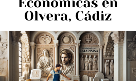 Una imagen amplia que representa a un atractivo hombre o una atractiva marmolista, vistos al azar, trabajando en un taller donde crean lápidas de nicho de pared tradicionales para uso funerario. La escena incluye varias lápidas en proceso, propias de las utilizadas en nichos de pared para sepultura. El taller contiene herramientas y materiales comúnmente utilizados por los marmolistas de Olvera, Cádiz, con elementos arquitectónicos y motivos decorativos locales únicos. La imagen también incluye el texto: 'https://www.lapidascadiz.com/' exhibido de manera destacada en un letrero o una pared dentro del taller.